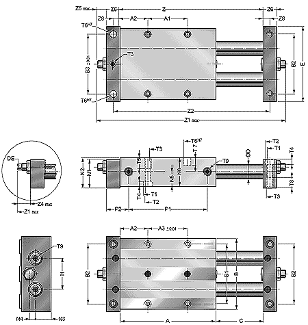 Jednostki liniowe PS 25 - rysunek techniczny