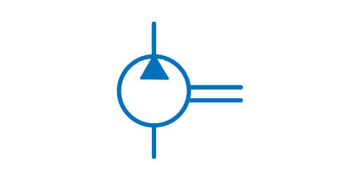 Symbol przetwarzający energię - pompa o stałej wydajności o jednym kierunku