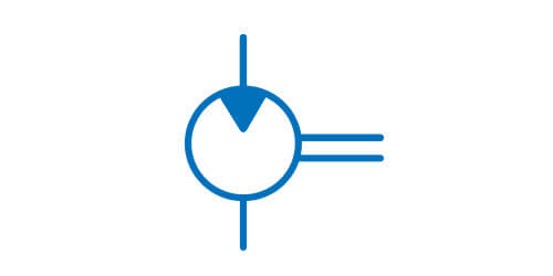 Symbol przetwarzający energię - silnik o stałej chłonności o jednym kierunku przepływu