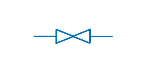 Symbol elementu sterującego kierunkiem przepływu - zaworu odcinającego