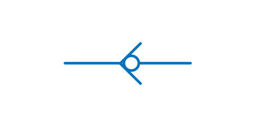 Symbol elementu sterującego kierunkiem przepływu - zaworu zwrotnego nieobciążonego
