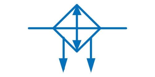 Symbol graficzny chłodnicy, z linią przepływu czynnika chłodzącego