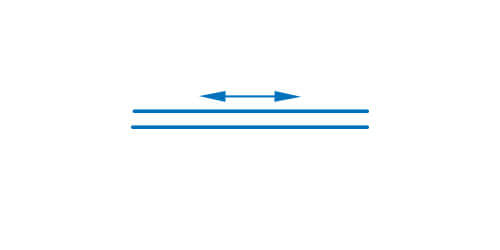 Symbol graficzny tłoczyska posiadającego ruch liniowy w dwóch kierunkach