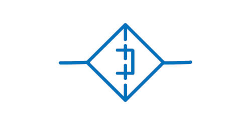 Symbol graficzny filtra z dodatkową przegrodą filtracyjną, magnetyczną