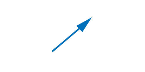 Symbol graficzny strzałki ukośnej (długiej) informującej o możliwej ziemnności albo nastawialności pompy, sprężyny lub elektromagnesu