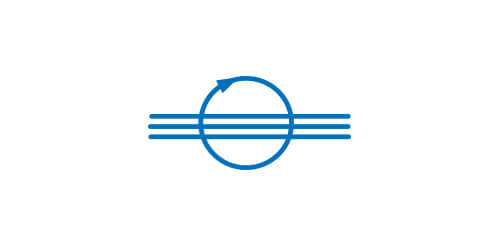 Symbol graficzny łącznika kątowego obrtowego z trzema przewodami współśrodkowymi