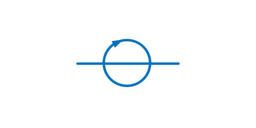 Symbol graficzny łącznika kątowego obrotowego z jednym przewodem