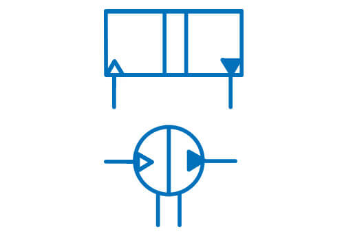 Symbol graficzny przemiennika pneumatyczno-hydraulicznego