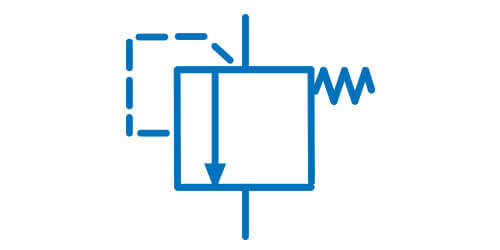 Symbol graficzny zaworu ograniczającego ciśnienie, maksymalny jednostopniowy