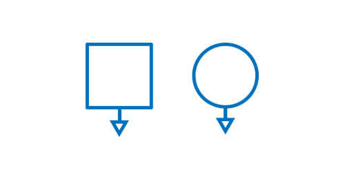 Symbol graficzny drogi wylotowej powietrza z łącznikiem